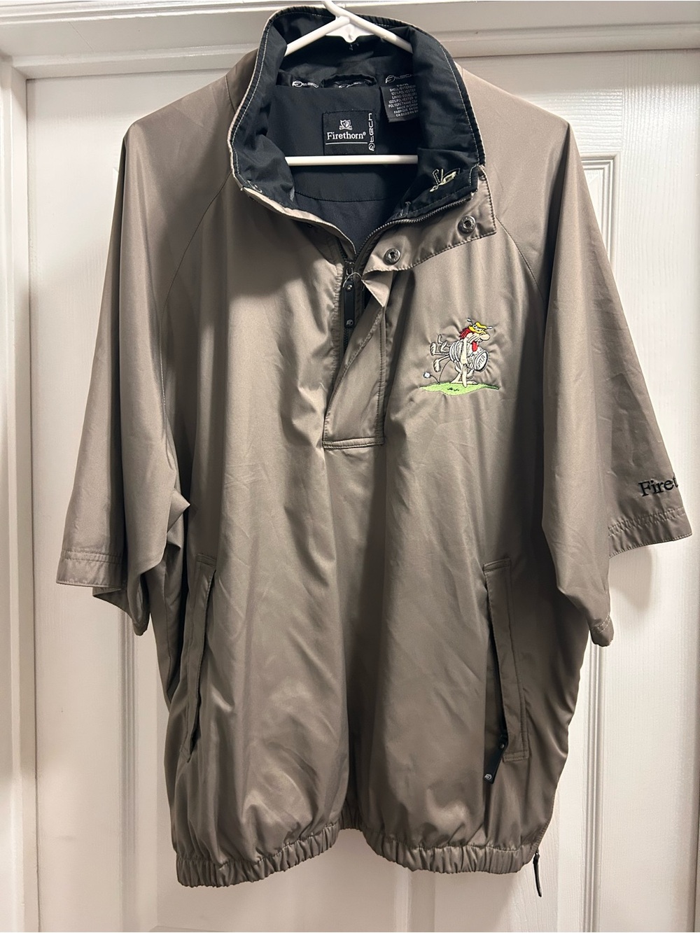 Firethorn Taupe Short-Sleeve Golf Windbreaker Pullover Mens Size XL Water RS